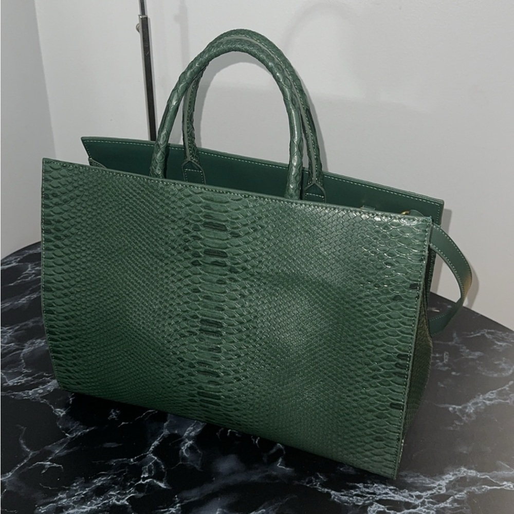 KLASSICKLOTH BOUID 34 Laptop Bag Dark Green Leather Removable Clutch AUTHENTIC - Picture 10 of 11